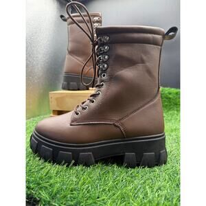 Charlotte Russe - Brown Leather- Combat Boots - Size 8W